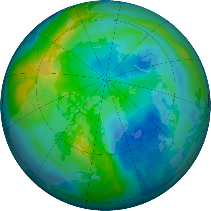 Arctic ozone map for 10 November 1999